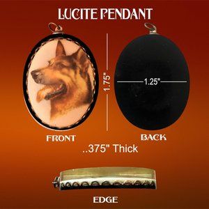 Vtg Pendant Lucite German Shepherd Dog Necklace Acrylic